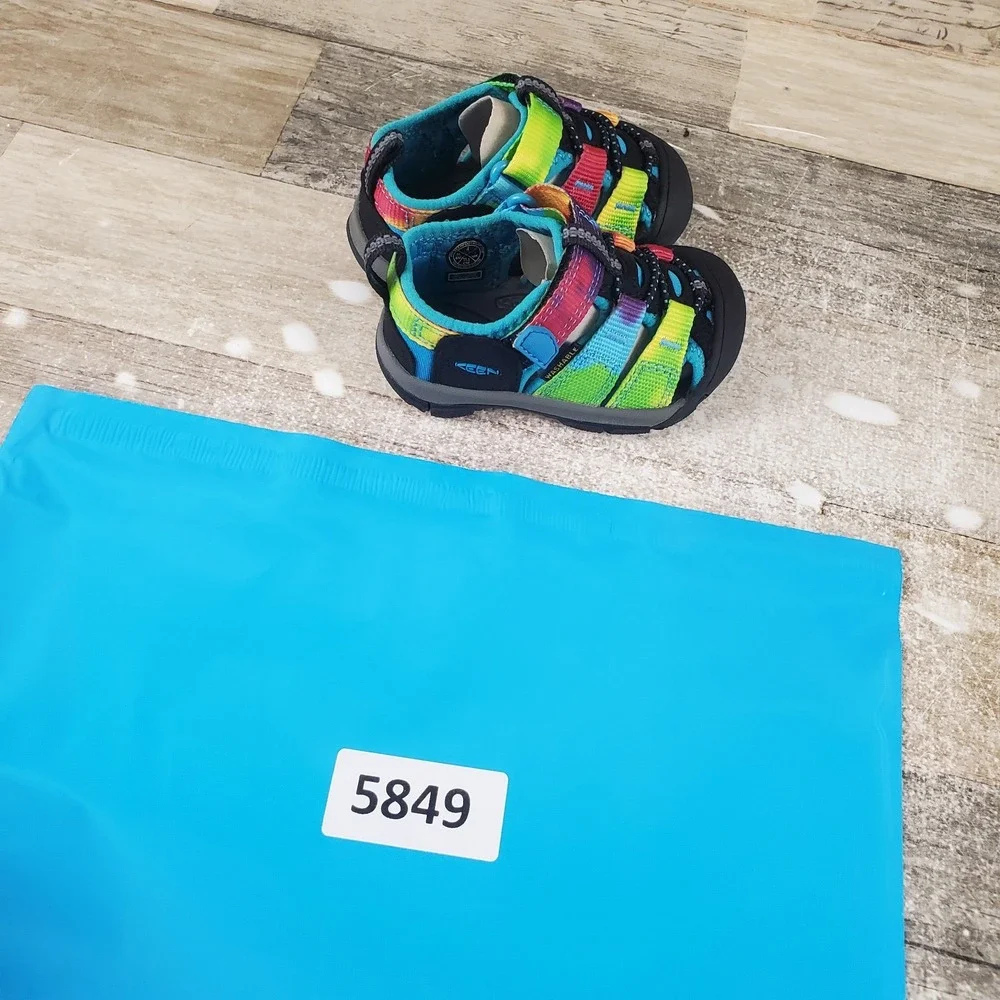 KEEN Newport H2 Kids Sandals Sz 4 Rainbow Tie Dye Lace-Lock Bungee Round Toe